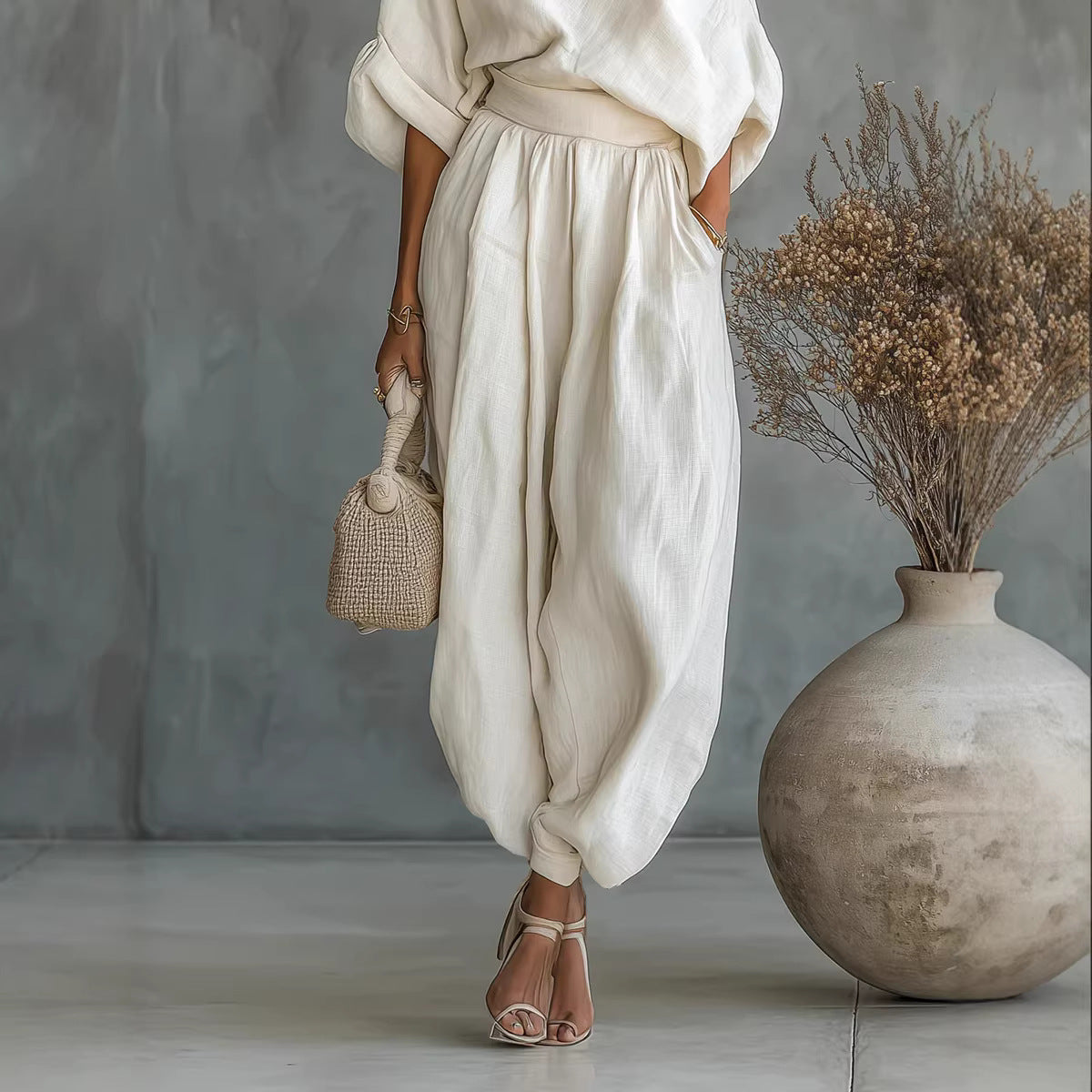 Loose Wide-leg Lantern Pants and shirt
