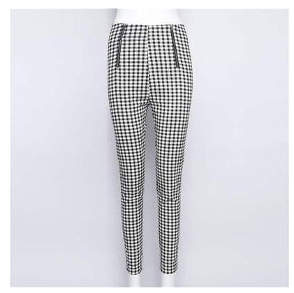 Plaid high waist casual pants