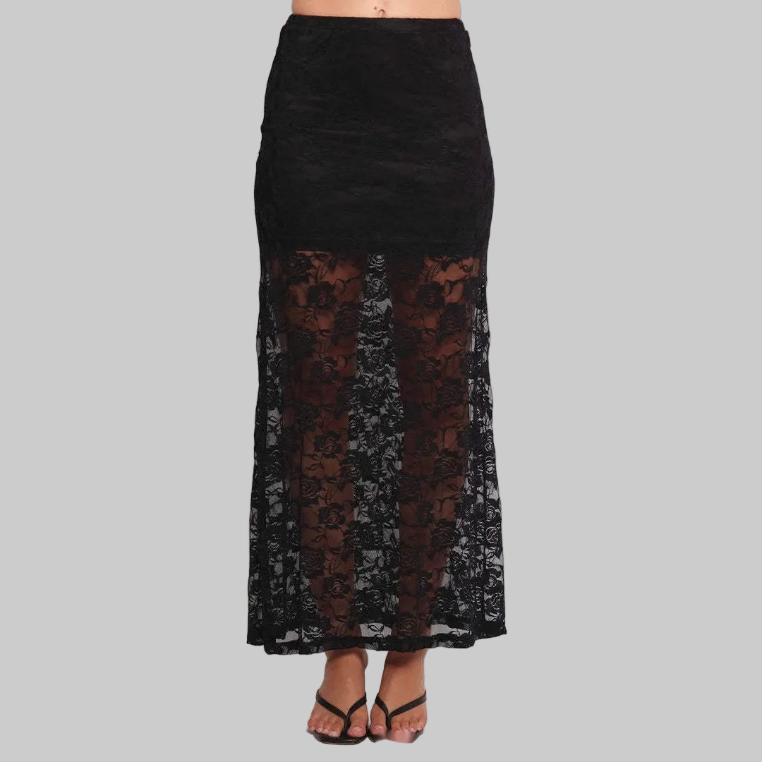 Hollow Out Lace Long Skirt