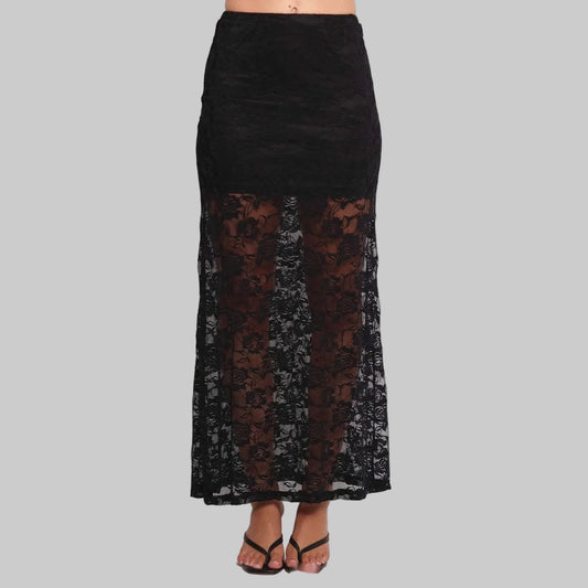 Hollow Out Lace Long Skirt