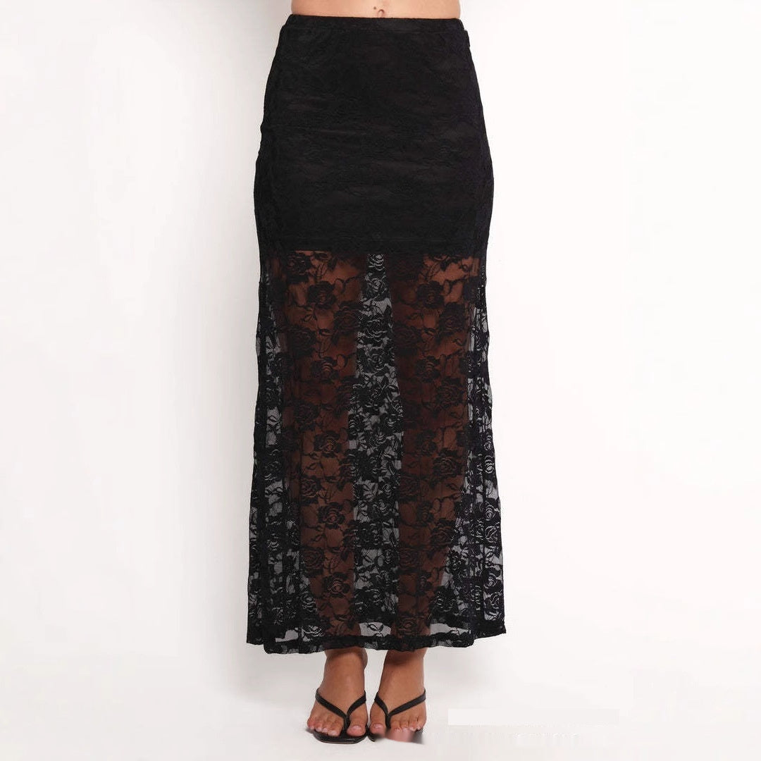 Hollow Out Lace Long Skirt