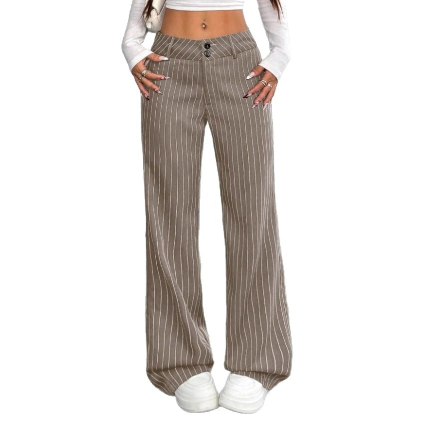 Slim-fit Striped Flared Casual Pants