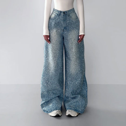Irregular Rhinestone Jeans