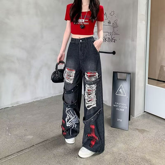 Vintage Washed Distressed Ripped Jeans