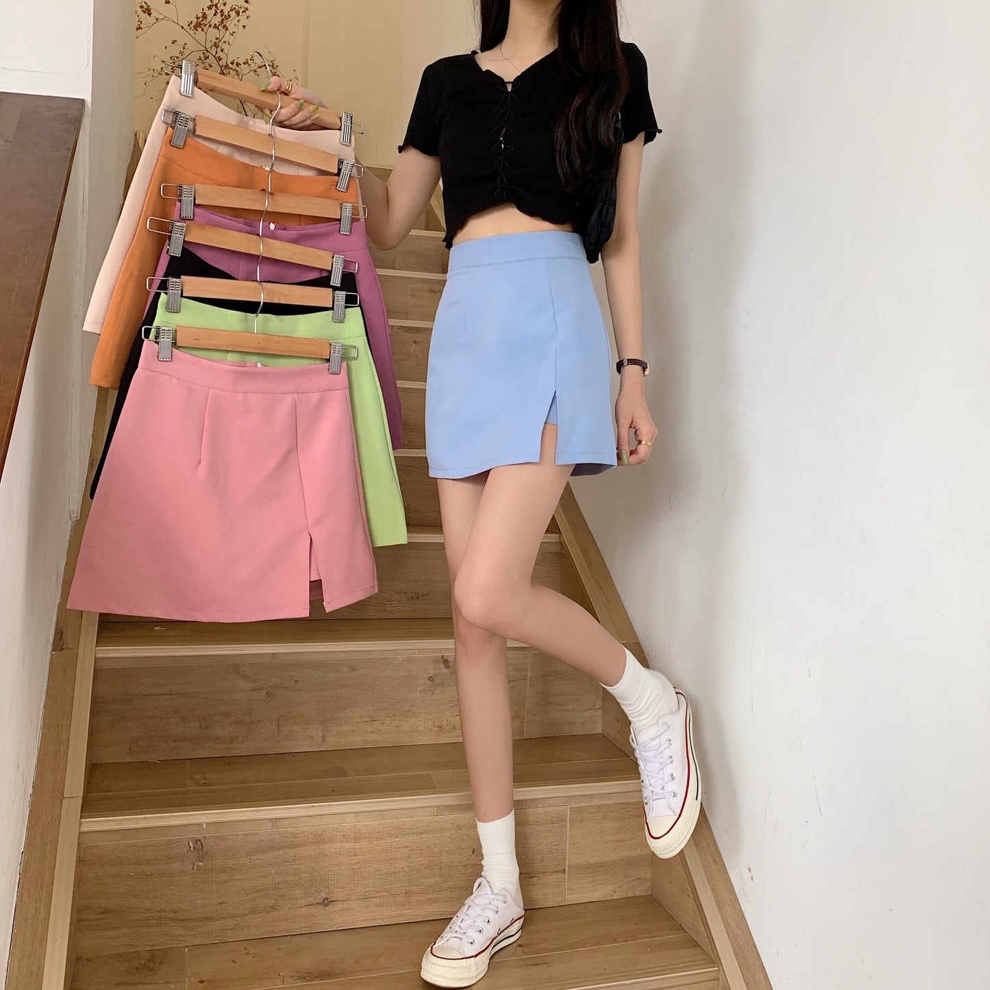 The New Slit Skirt Is Thin All-match High-waist Hip Skirt