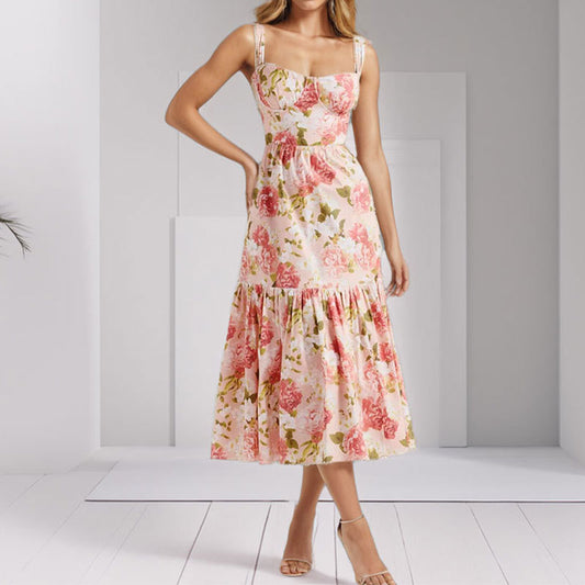 Women's Elegance Sleeveless Slim Fit Floral Dress