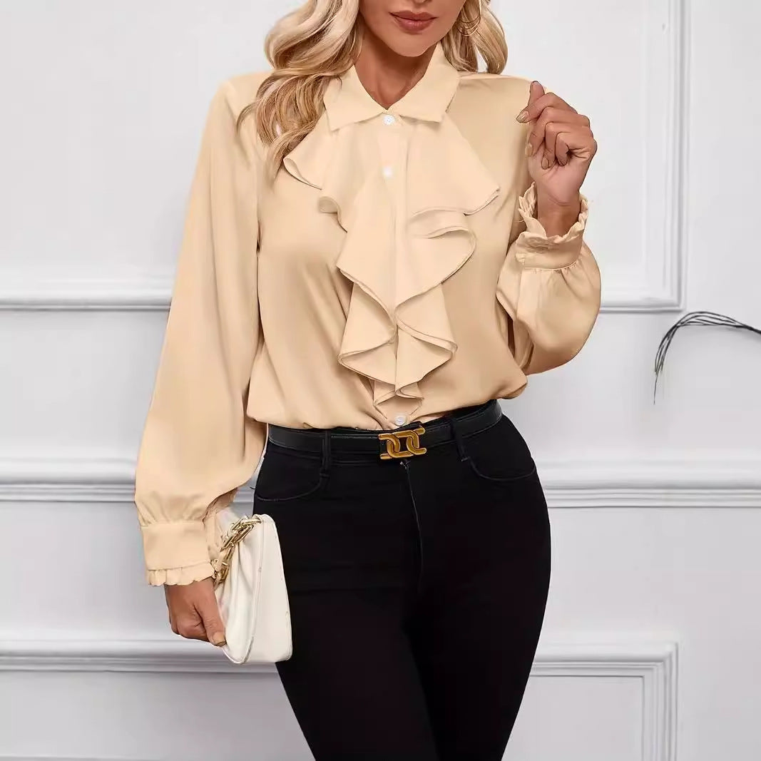 Ruffled Satin Blouse