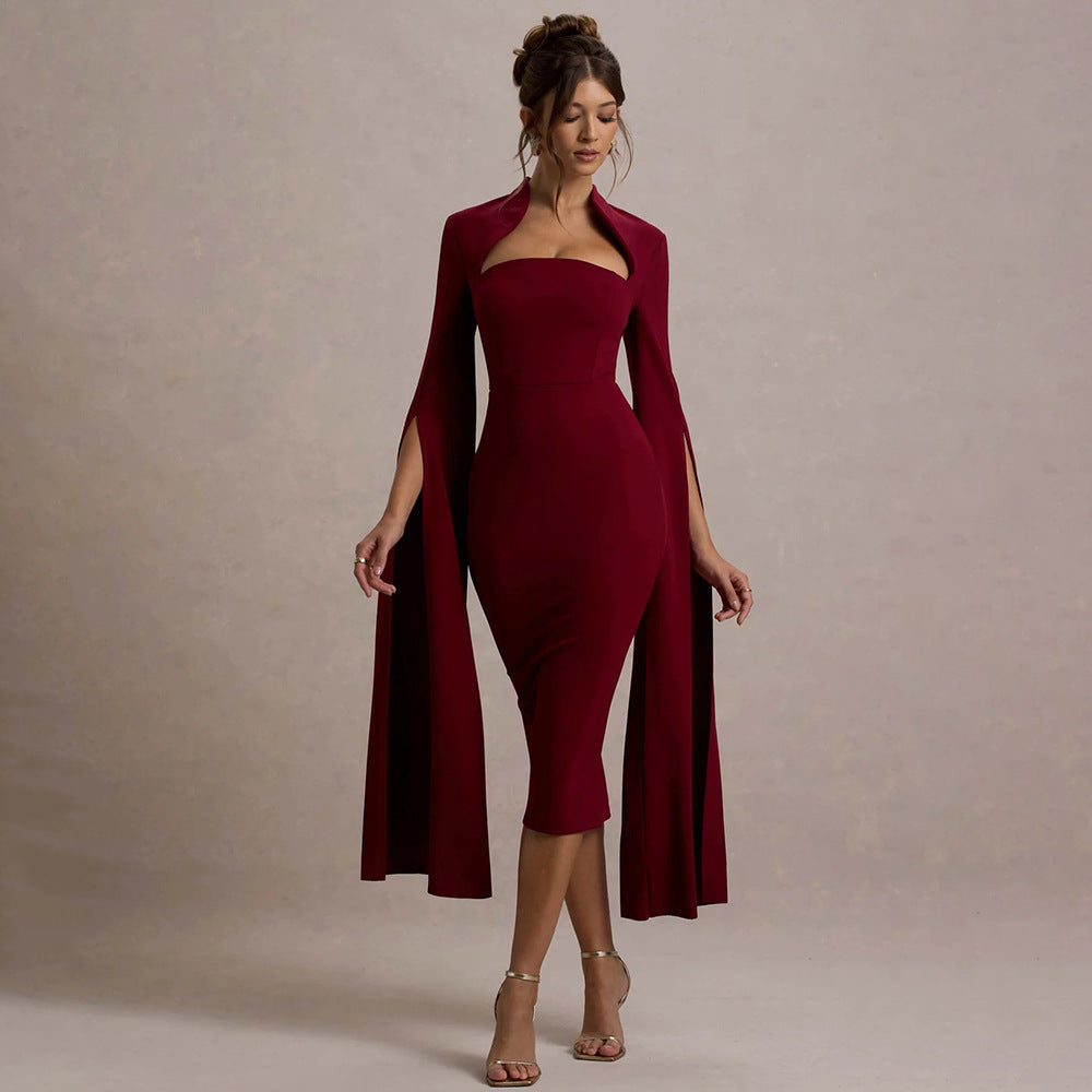 Elegant Dress Long Sleeve Split