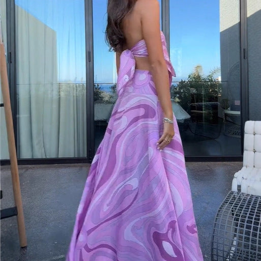 European And American Vacation Style Suit Tube Top Two-piece Long Dress