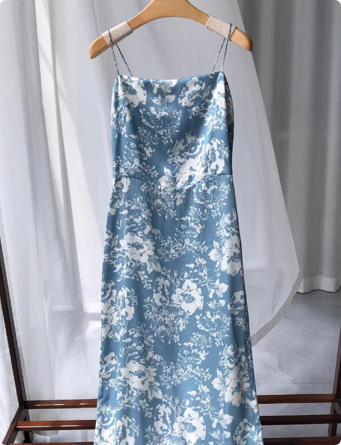 Silk  Sandwashed Satin, Floral Dress For Vacation