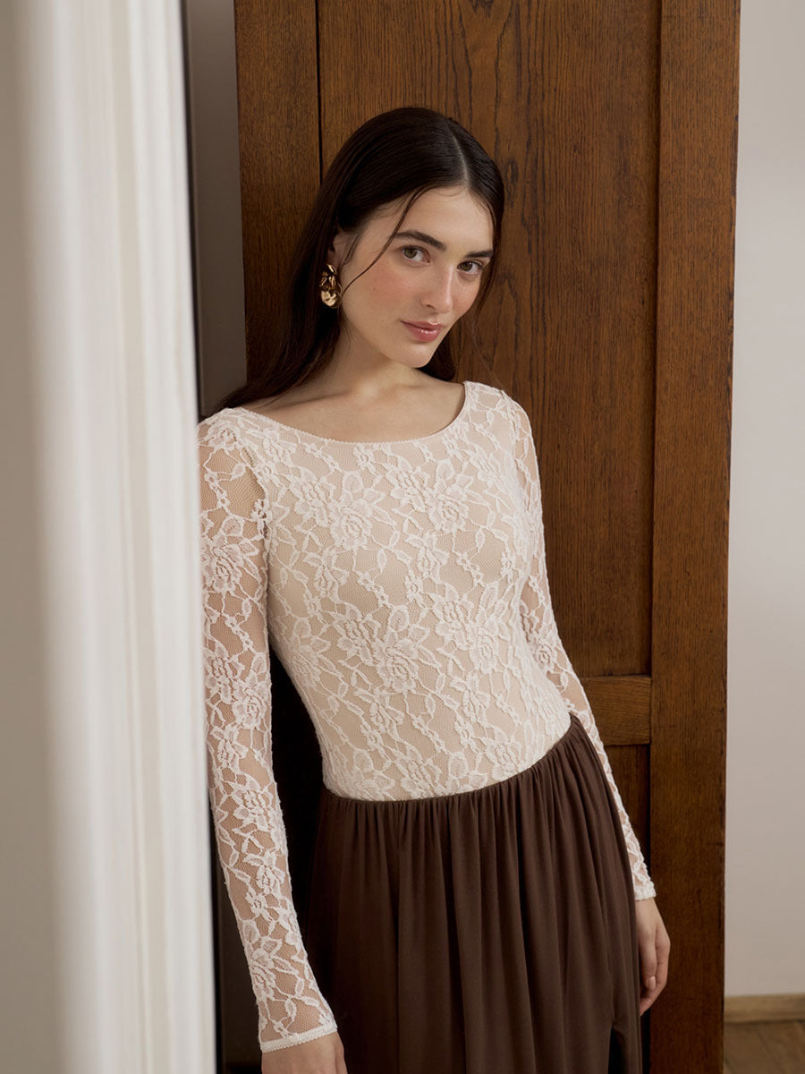 Women's Spring Summer Long-sleeve Lace Top