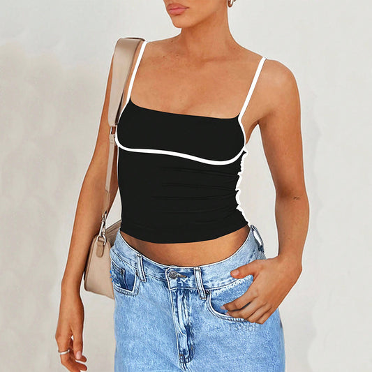 Black Camisole Strap Crop Top
