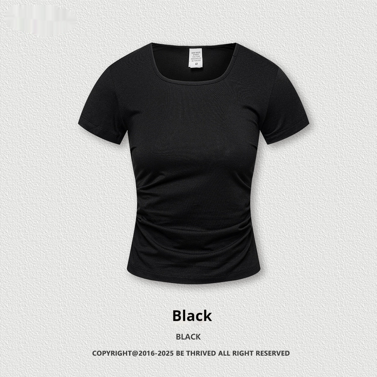 Square Collar Short Sleeve Tshirt Cotton Blouse