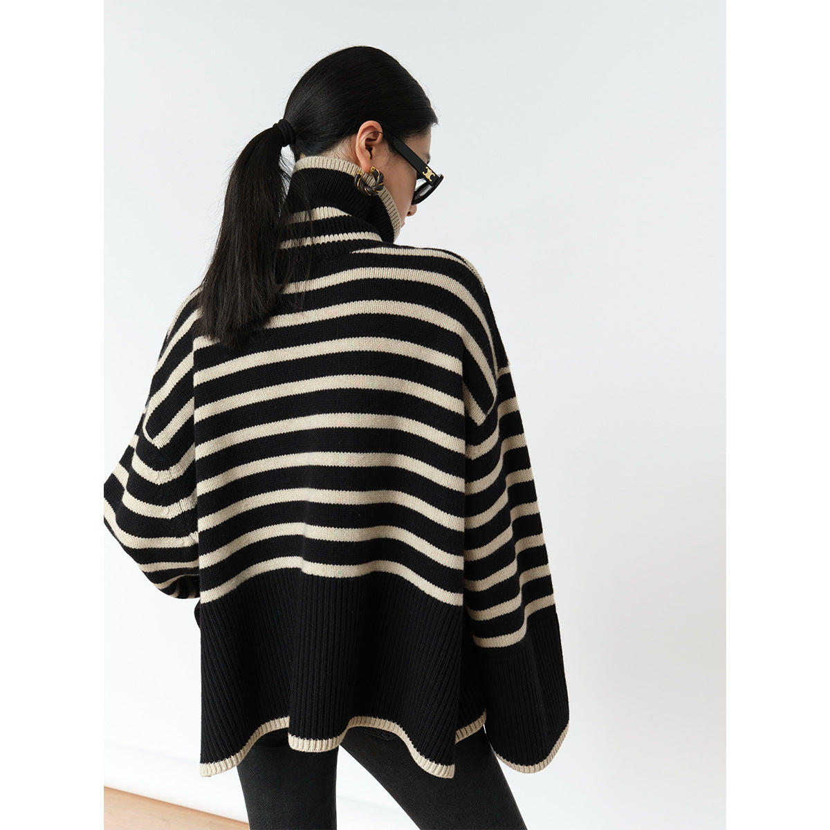 Striped Turtleneck Sweater Blouse