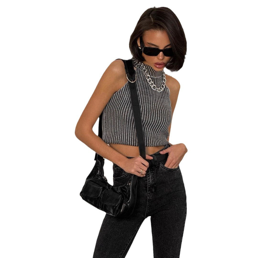 Grey Cotton Crop Top