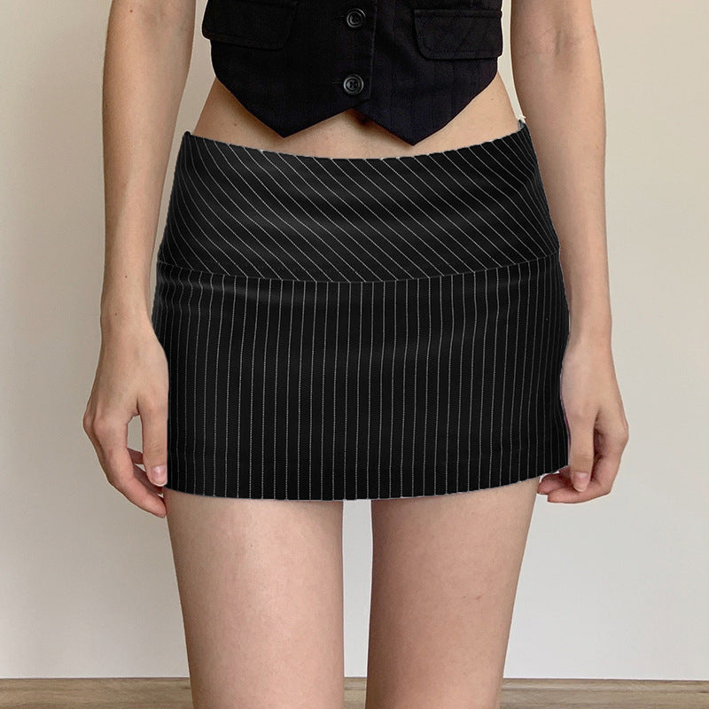Low-rise Sexy Striped Mini Skirt