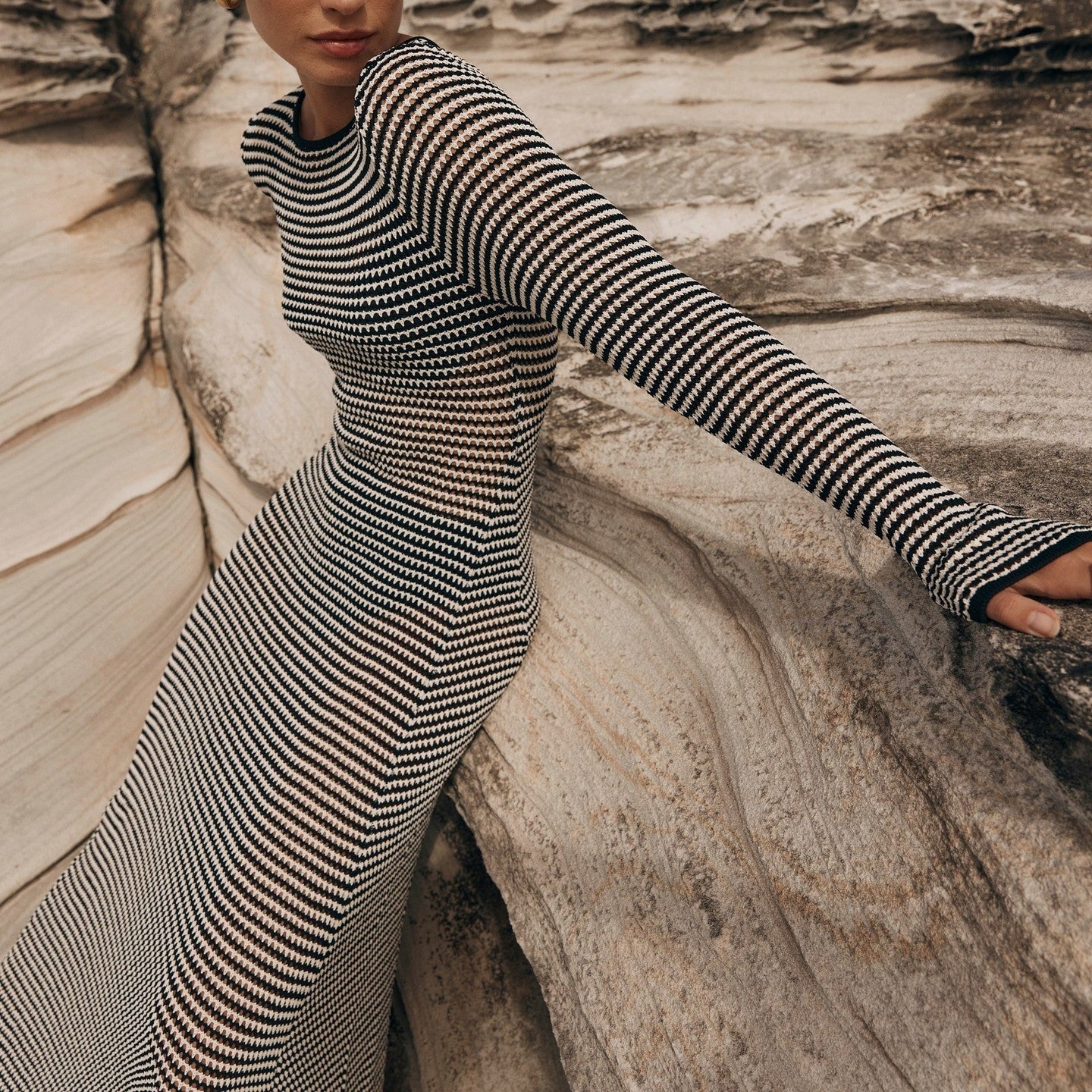 Women's Fashion Mesh Striped European And American Wind Beach Vacation Dress