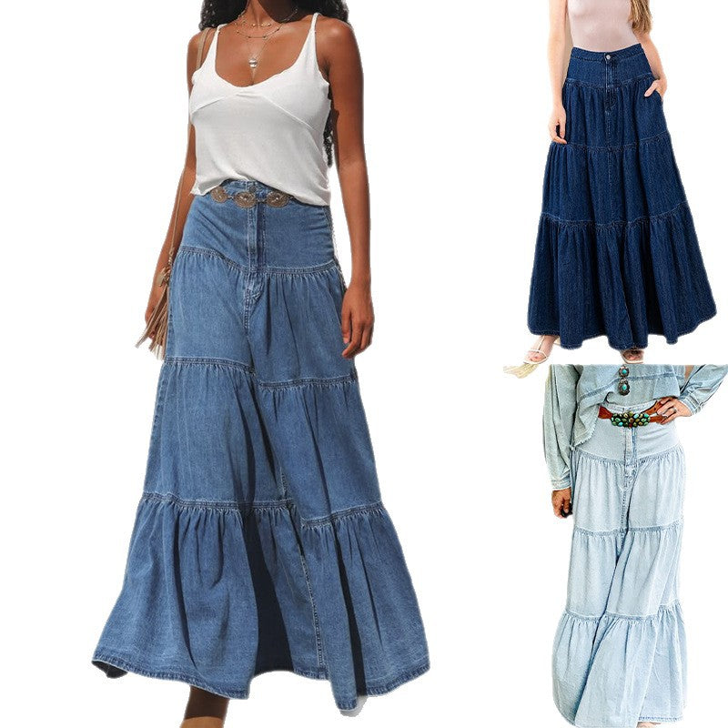 Low Waist Distressed Jeans Skirt