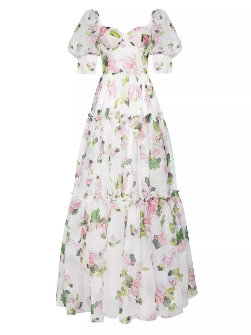 Night Dew Shoulder Floral Dress
