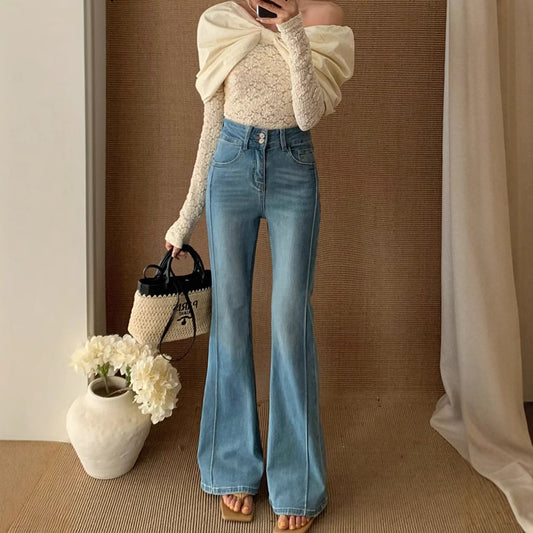 Women's High Waist Stretch Slim Bell-bottom Pants