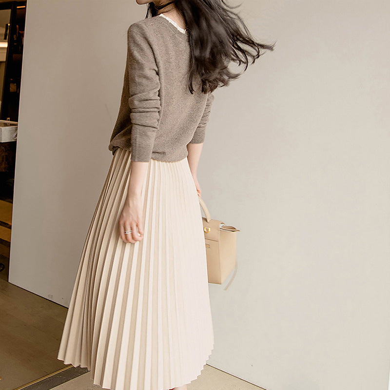 Pleated A-line Skirt