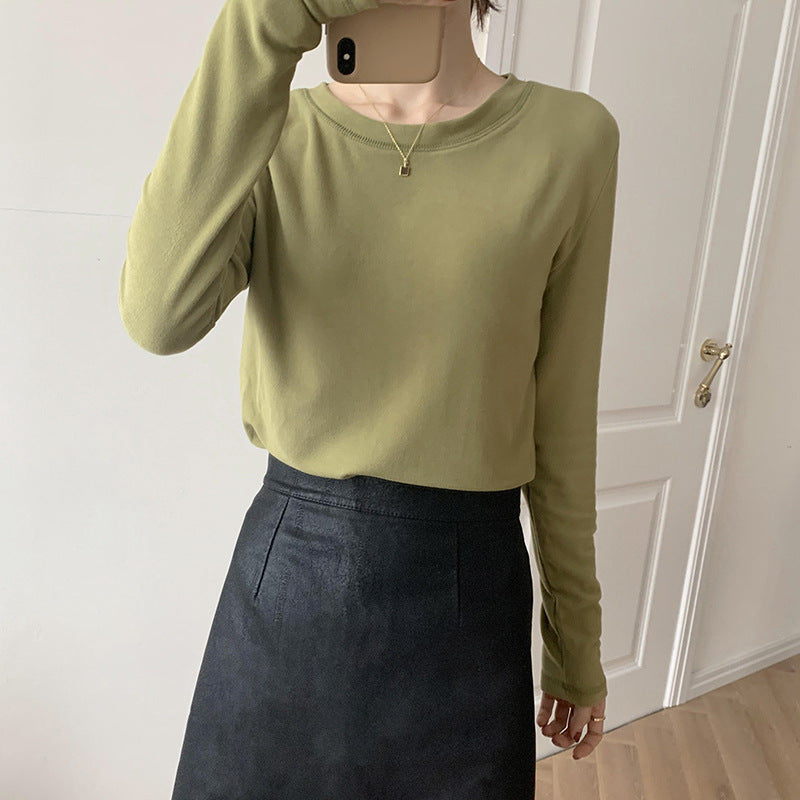 Women's Fashion Casual Bottoming Round Neck Long Sleeve T-shirt Top