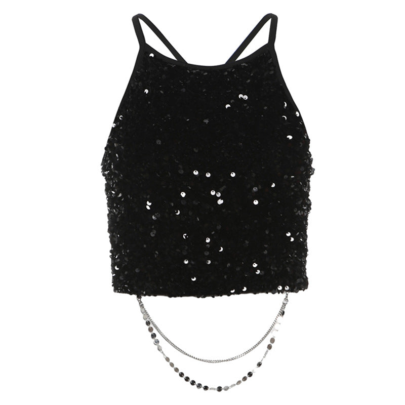 Sexy Chic Metal Chain Backless Camisole