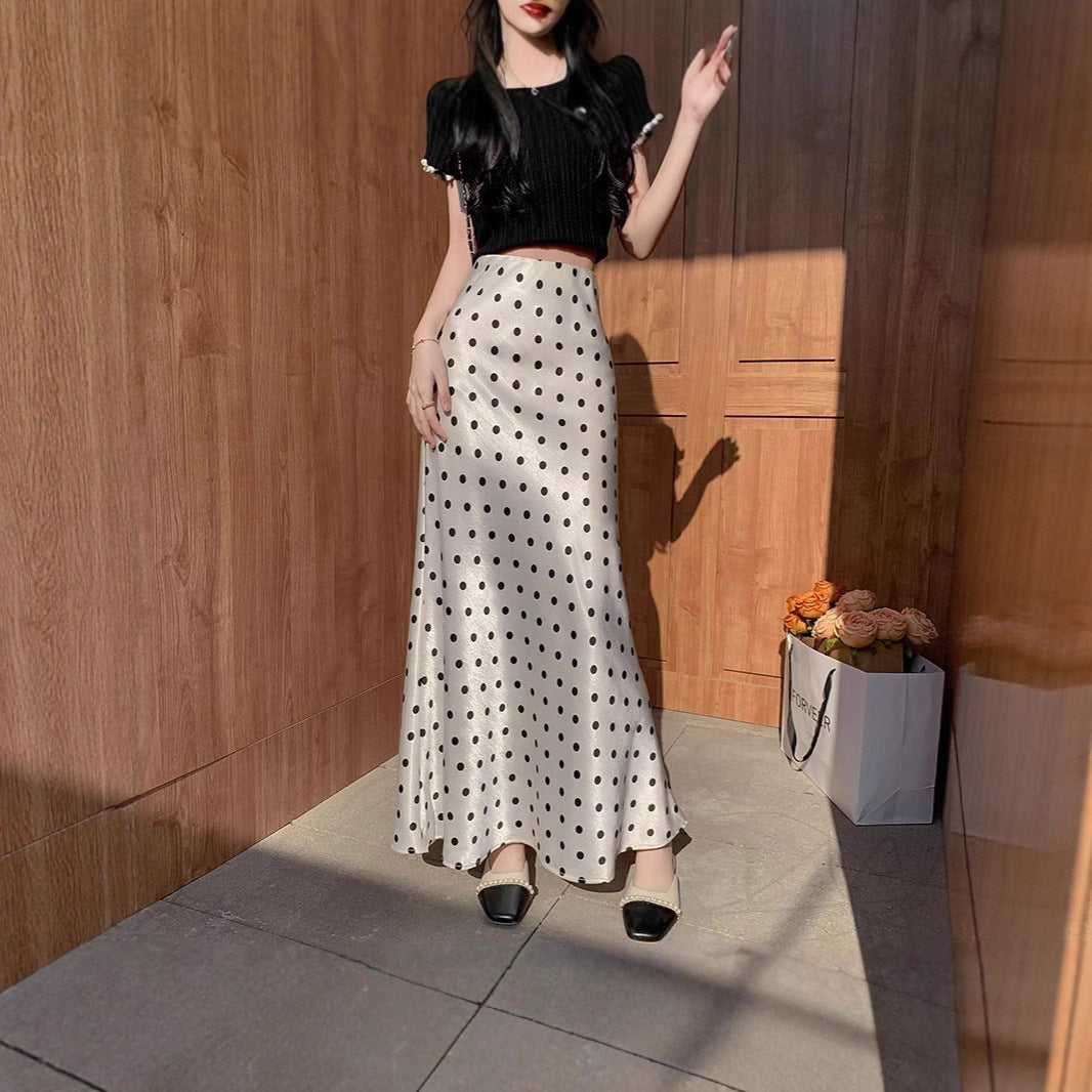 Polka Dot Satin Long Satin
