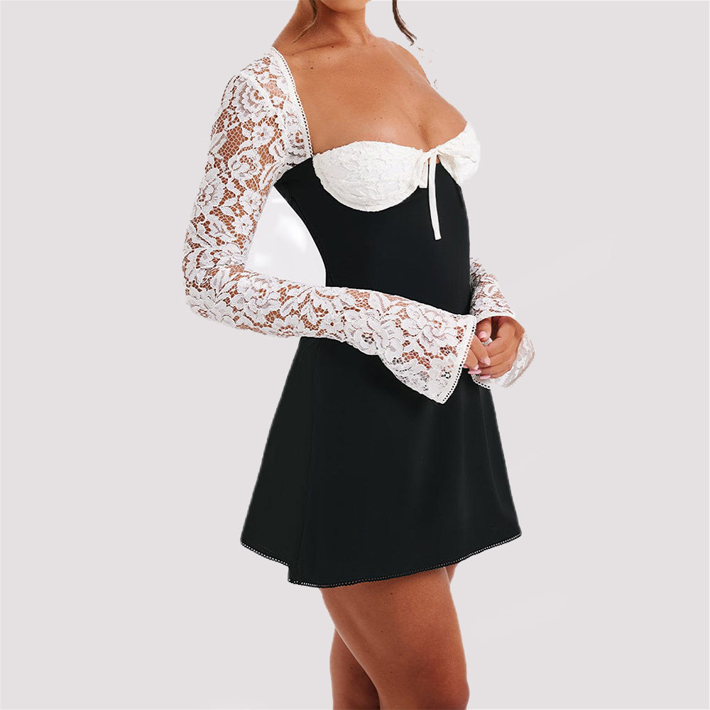 Lace Long Sleeve Short Dresses