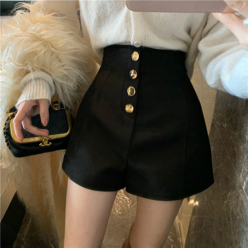 Women's Summer New High Waist Single Breasted Casual Shorts