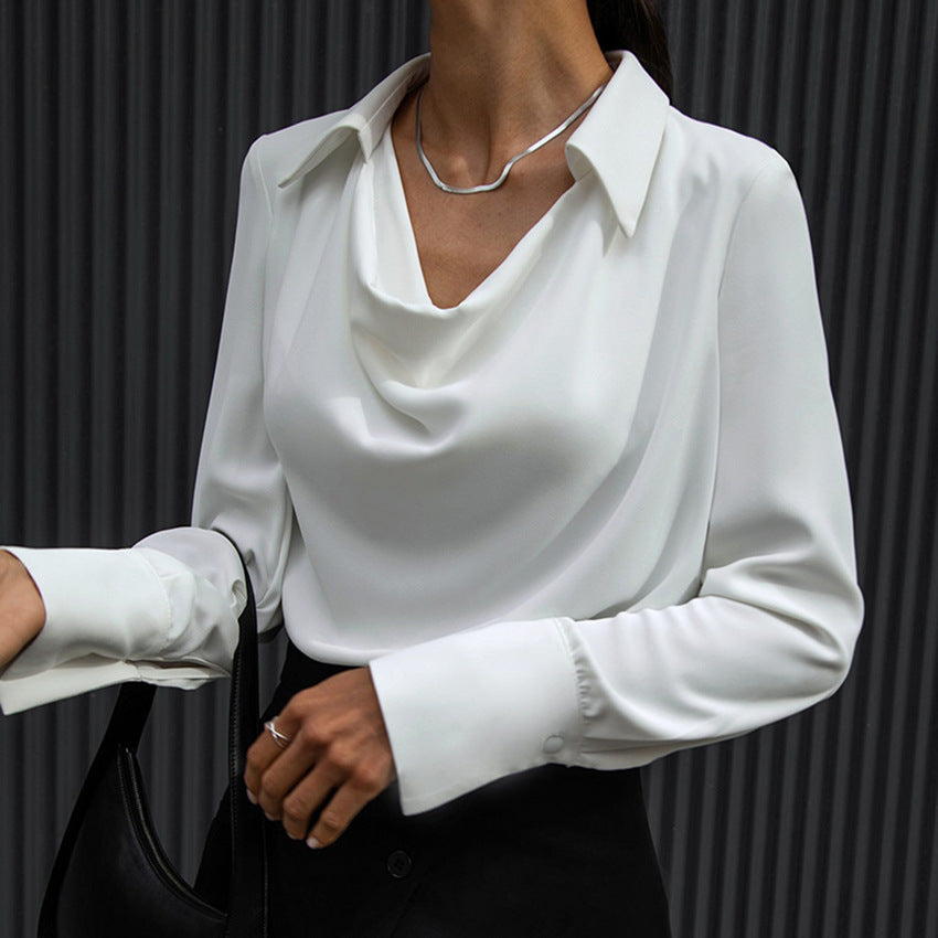 Collared Long-Sleeve Shirt Blouse