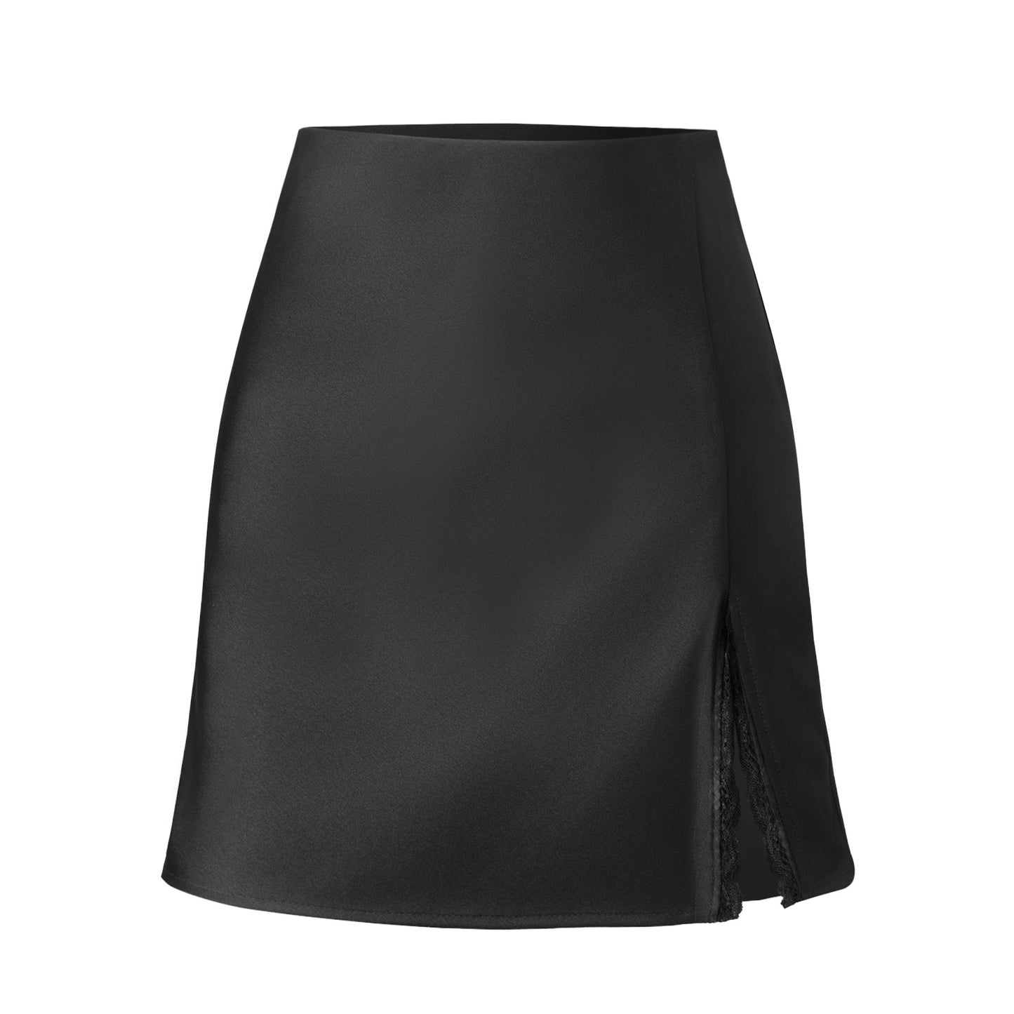 Lace Split High-waist Elastic Mini Skirt