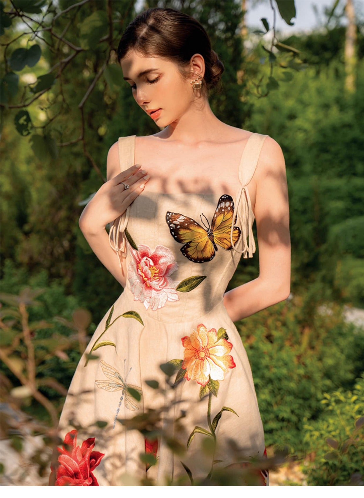 3D Flower Vintage Waist Strap Dress
