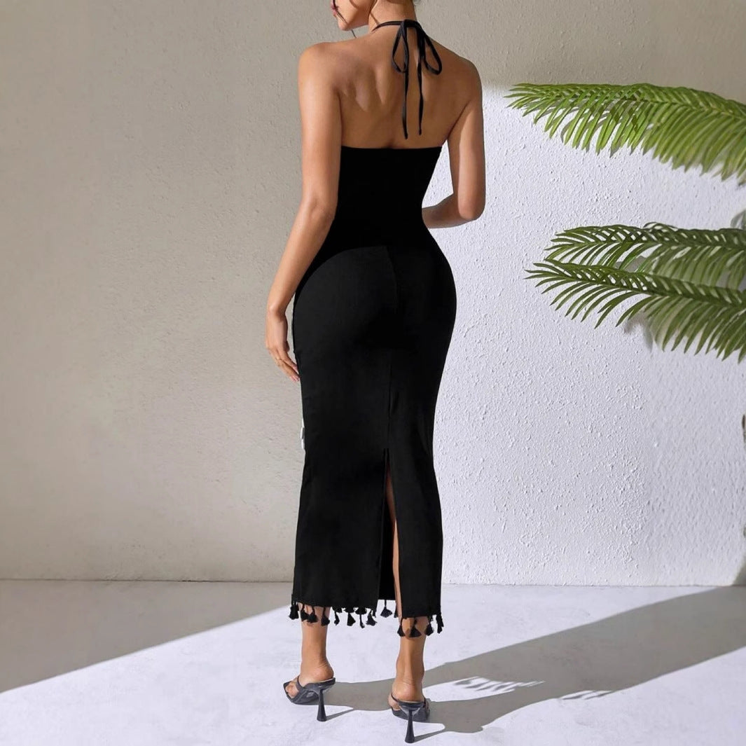 Long Flower Small Turtleneck Dress