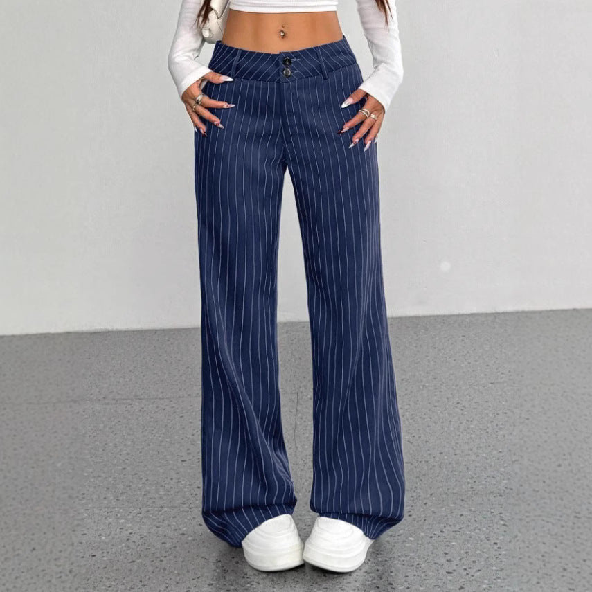 Slim-fit Striped Flared Casual Pants