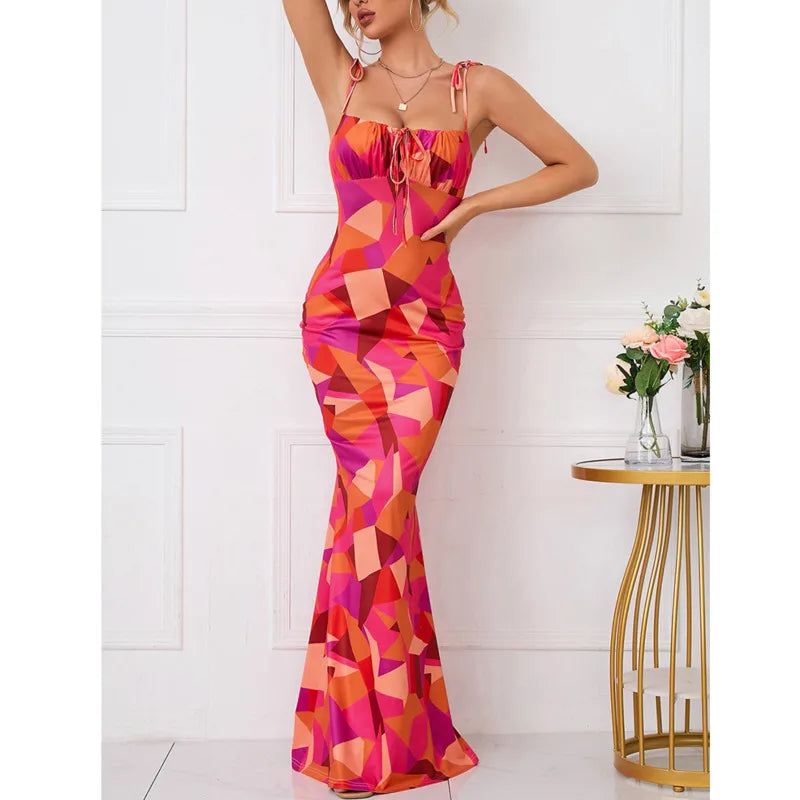 Josiaoprah Sexy V-Neck long maxi dress Elegant vintage floral printed party dress Spring summer holiday style dresses vestido