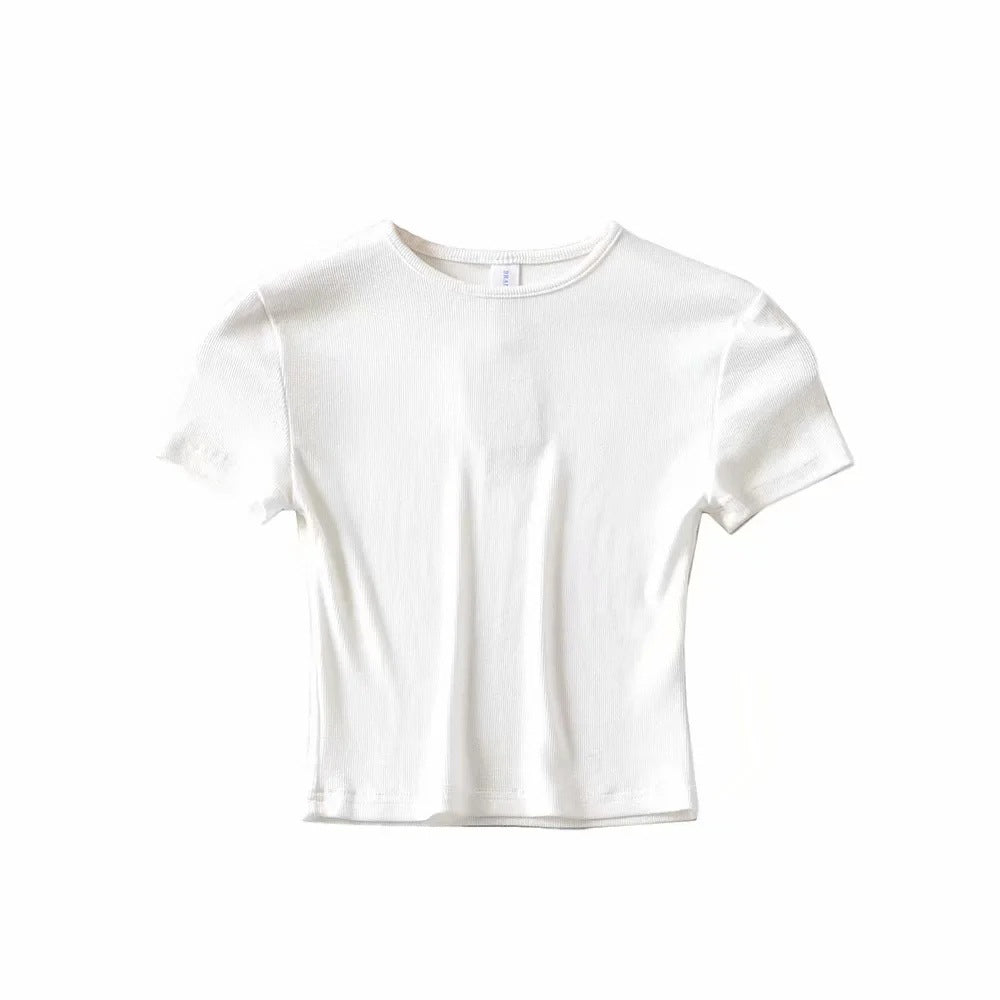 Basic Style Slim-fit Solid Color Crop Top