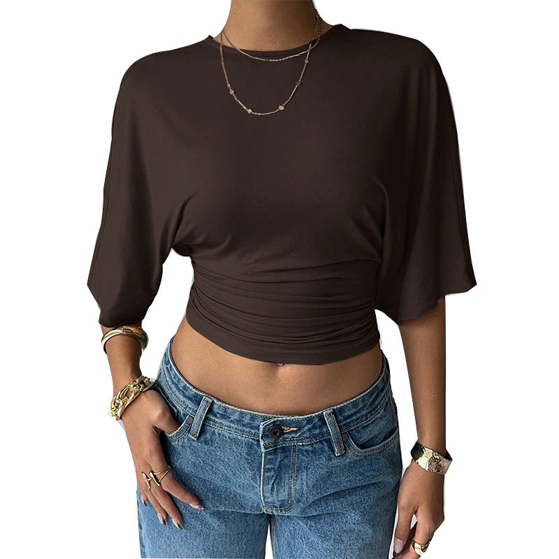 Cropped Mid-sleeve T-shirt Short Fitted Top