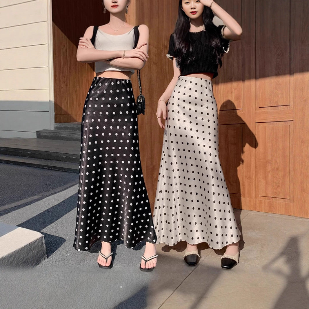 Polka Dot Satin Long Satin
