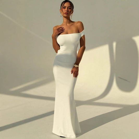 Low Shoulder Backless Evening Dress