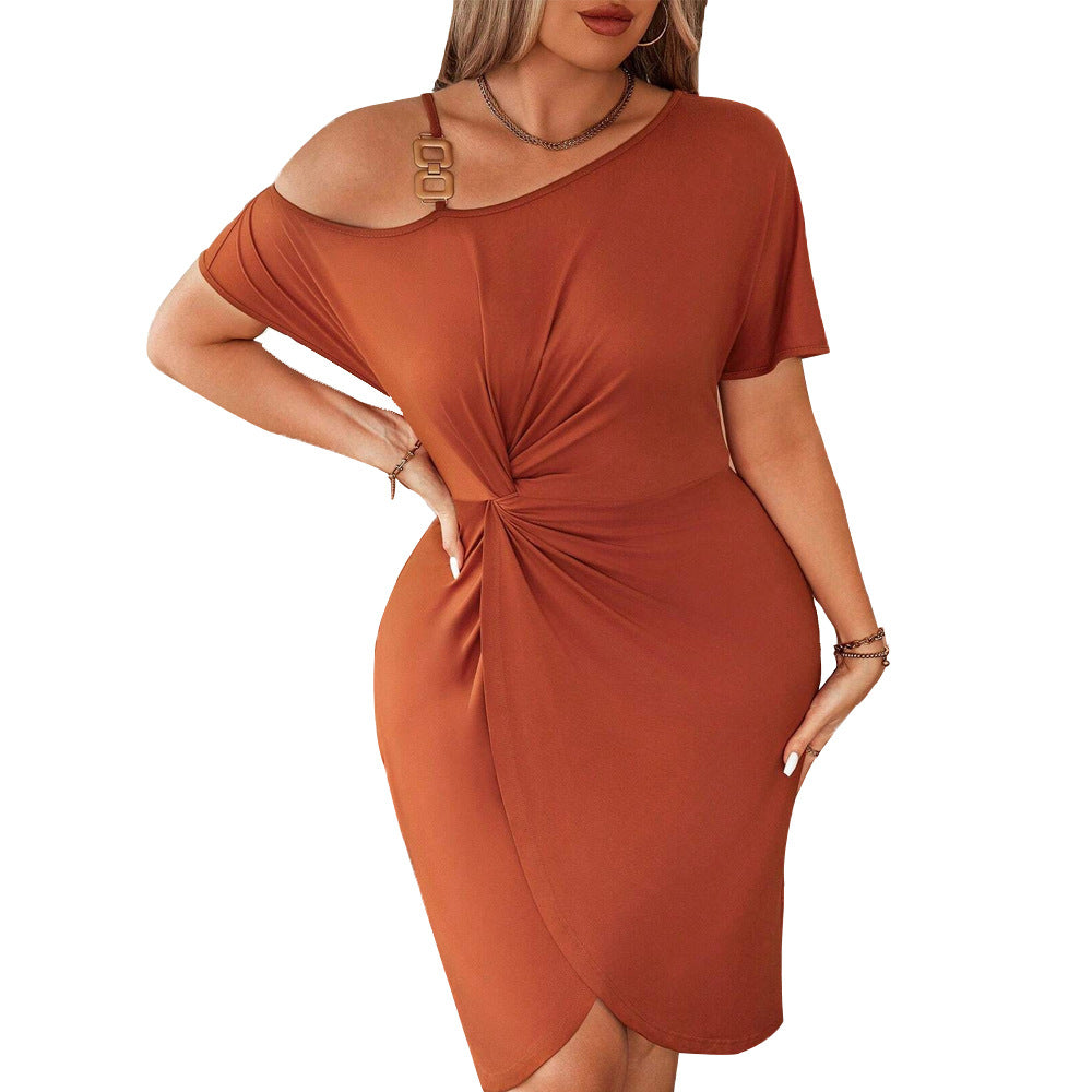 Ruffle Hip Shoulder Irregular Dress
