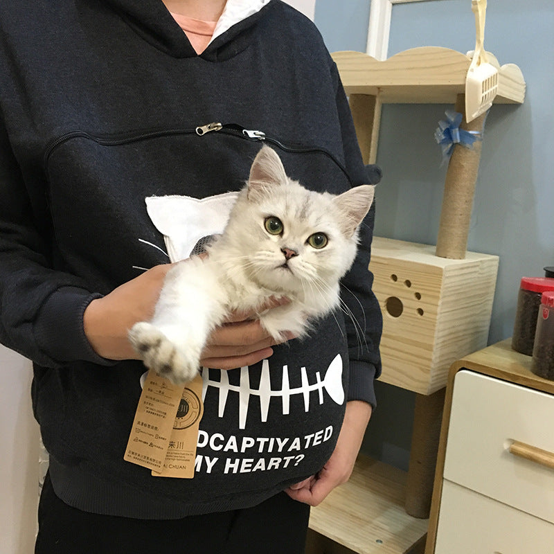 Kangaroo Hoodie Sweatshirt Cat Pet Pocket Sweater