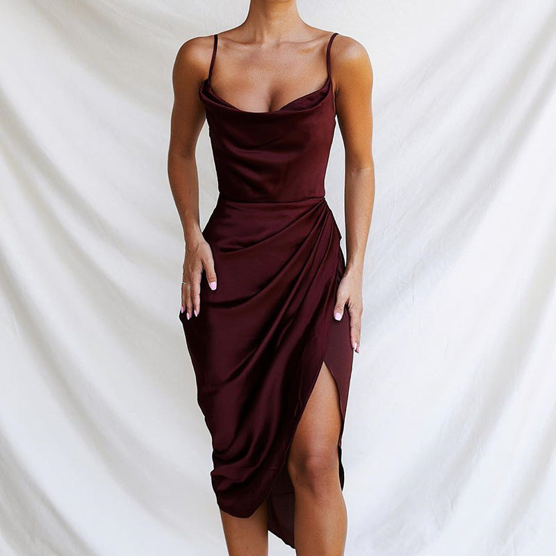 Slit Satin Dress