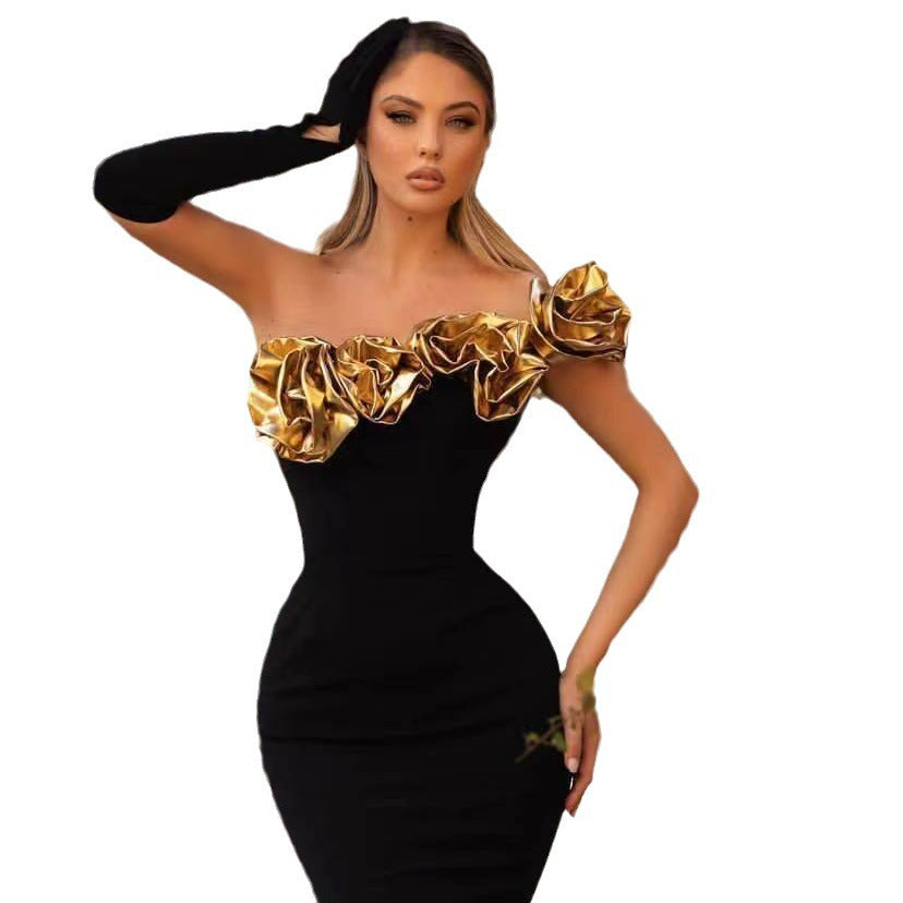 Golden Flower Long Dress