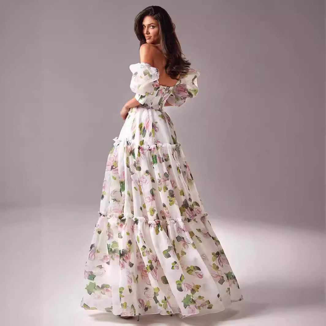 Night Dew Shoulder Floral Dress