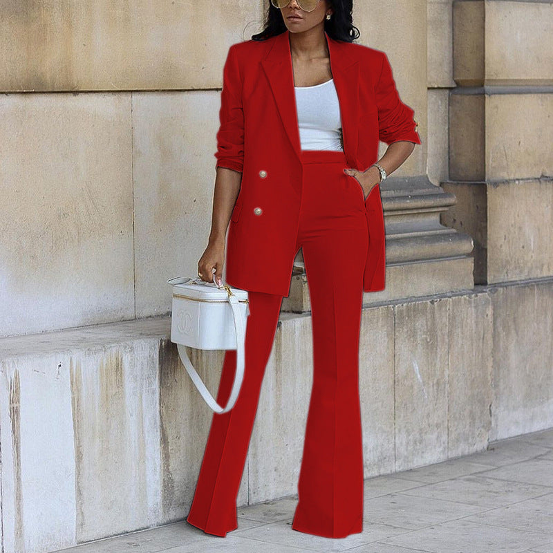 Casual Fashion Suit Wide Leg Pants Two Piece