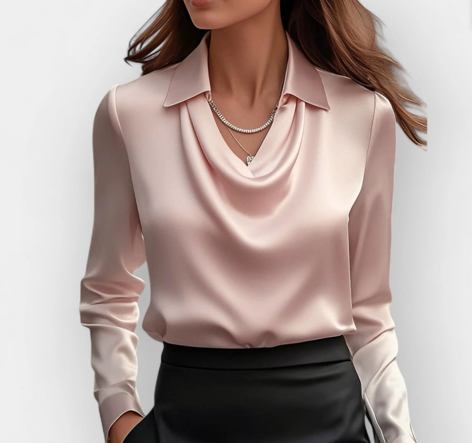 Collared Long-Sleeve Shirt Blouse