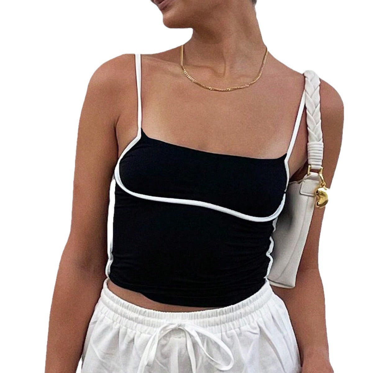 Black Camisole Strap Crop Top