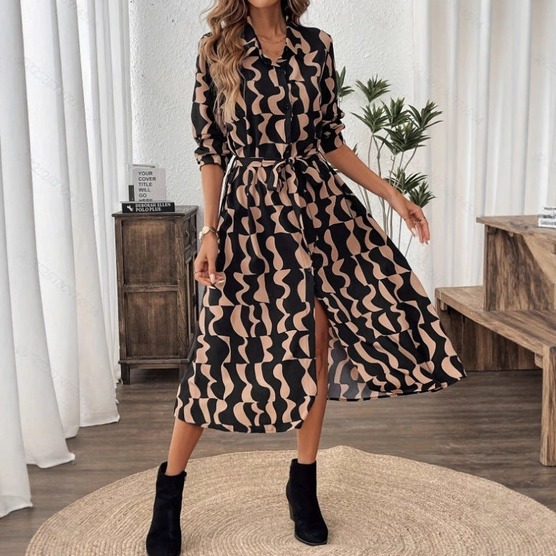 Slim-fit Mid-length Geometric Dress