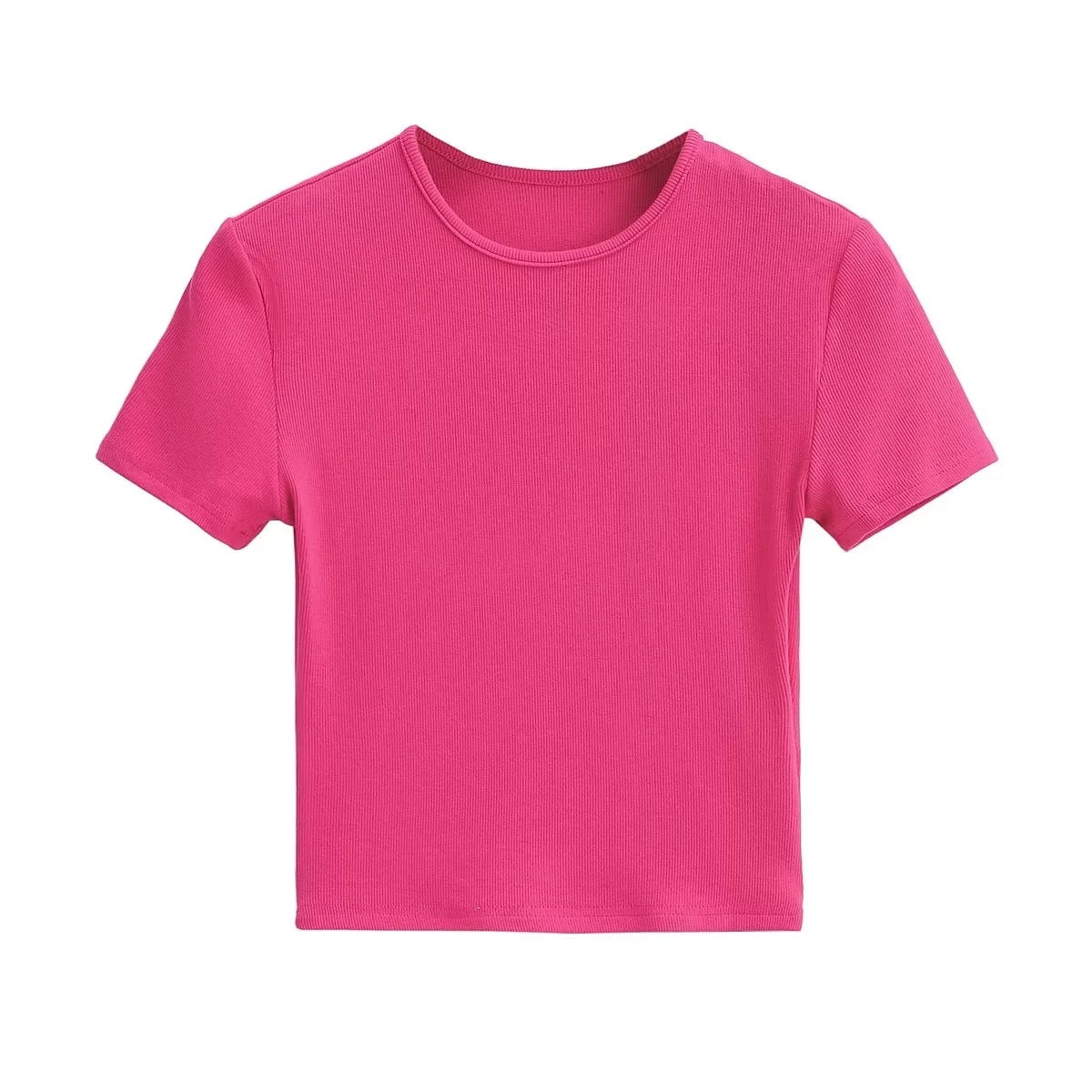 Basic Style Slim-fit Solid Color Crop Top